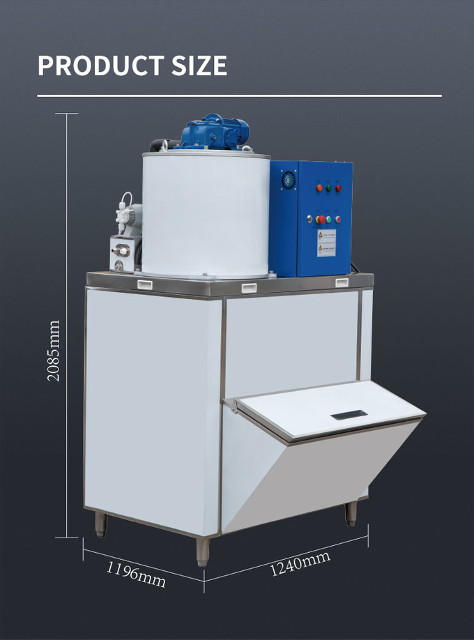 Commercial automatique de machine à glace de flocon machine à glaçons de flocon de neige de 1 tonne/24h pour la conservation fraîche de fruits de mer 12