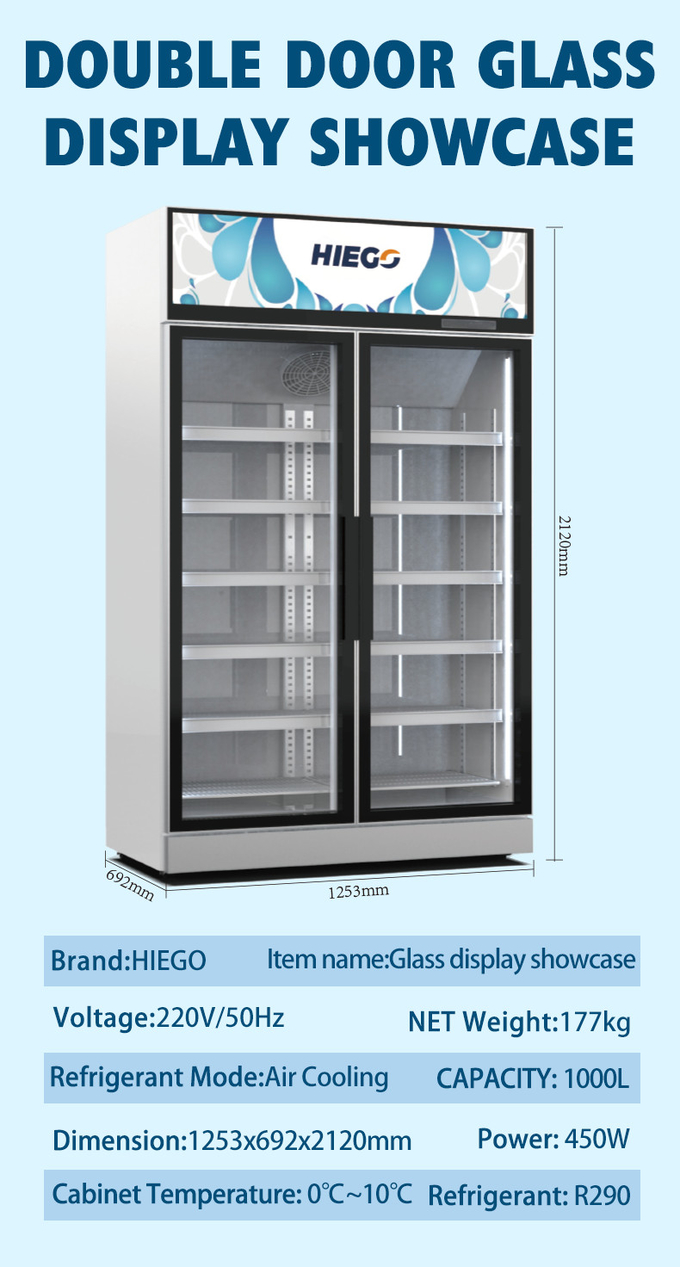 3 système droit de contrôle de température du réfrigérateur 550W Digital d'affichage de portes en verre 9