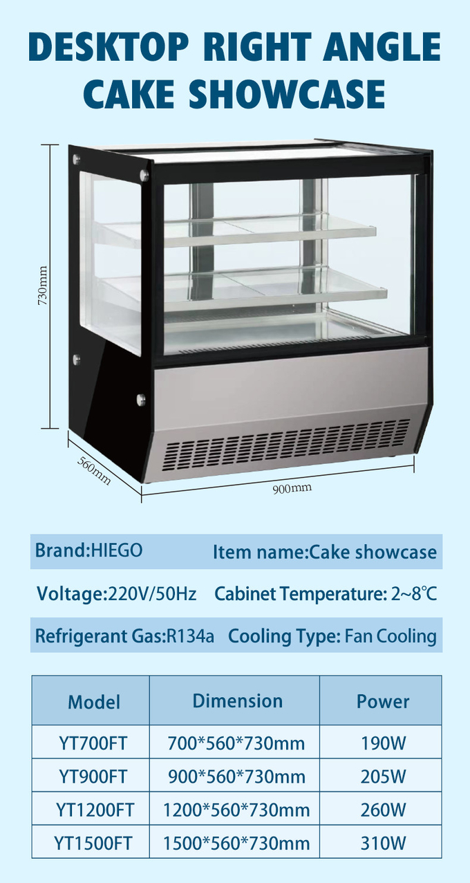 50-60hz Cake Display Showcase Réfrigérateur Stand Comptoir Gâteau Vitrine 0