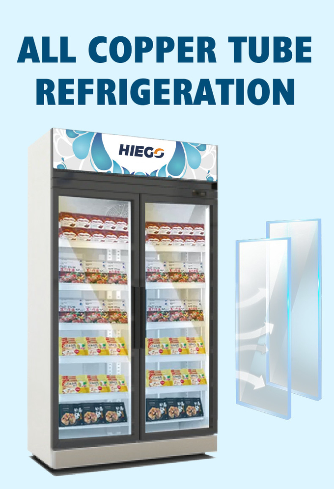 Température simple en verre du réfrigérateur 980L R290 d'affichage de porte de refroidissement à l'air la double 4