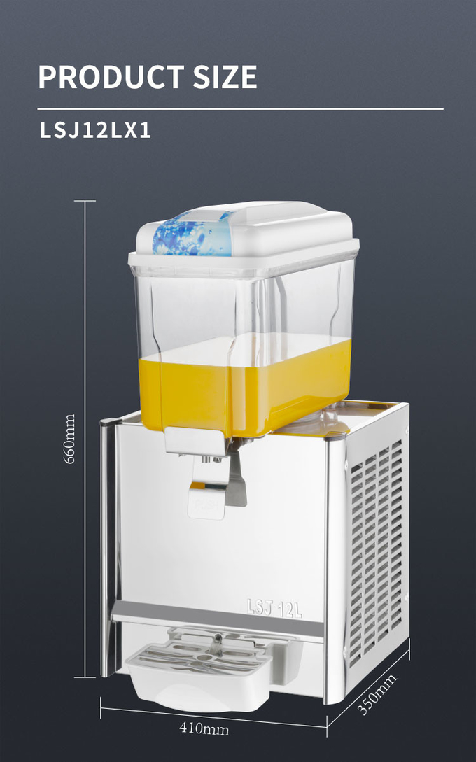 Machine de distributeur de jus d'orange 12l Machine à boissons froides à réservoir unique Mini machines à boissons mélangées à jus électriques 6