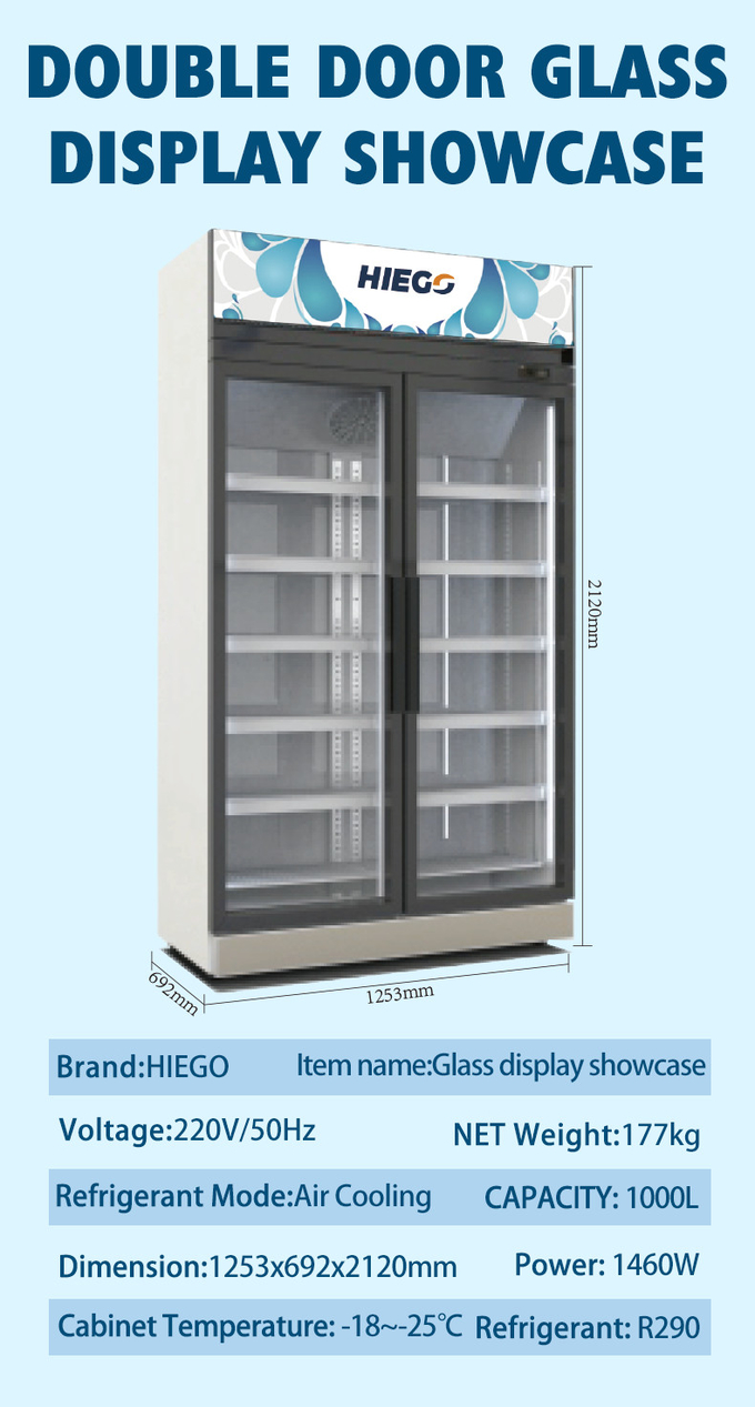 réfrigérateur en verre de porte d'affichage de supermarché de bière froide de réfrigérateur de la boisson 380L 8