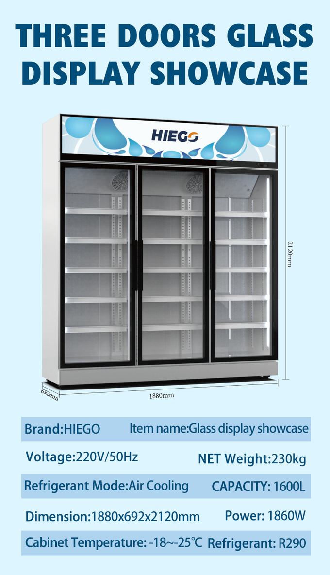 réfrigérateur en verre de porte d'affichage de supermarché de bière froide de réfrigérateur de la boisson 380L 9