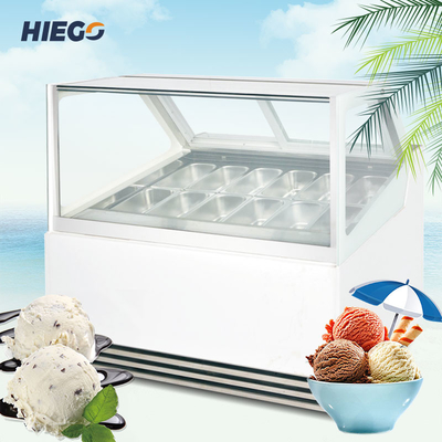 Coffret d'étalage droit de crème glacée, Cabinet incurvé dur de trempage de crème glacée de partie supérieure du comptoir