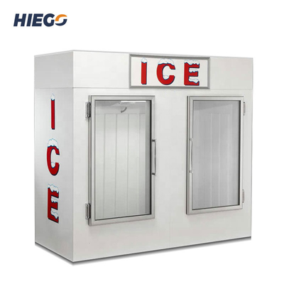 Congélateur extérieur R404a d'affichage de glace à l'eau de PVC de marchandiseur de glace d'acier inoxydable
