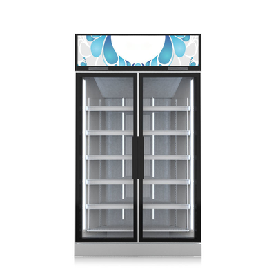 Réfrigérateur froid droit d'affichage de boissons d'étalage de boissons de deux portes pour le supermarché