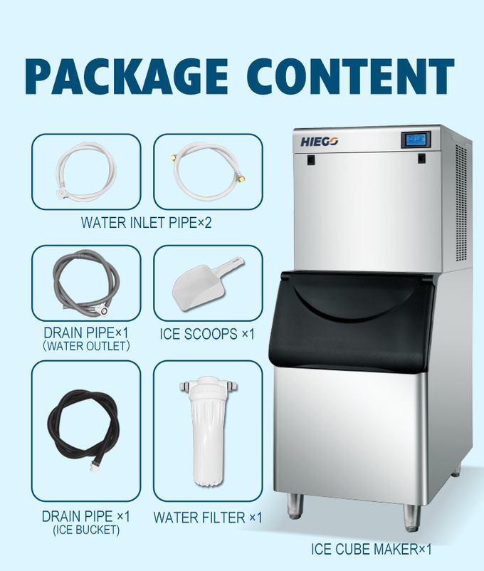 Machine à glace automatique 250KG/24H 22x22x22mm Machine à glace commerciale avec poubelle 150kg 10