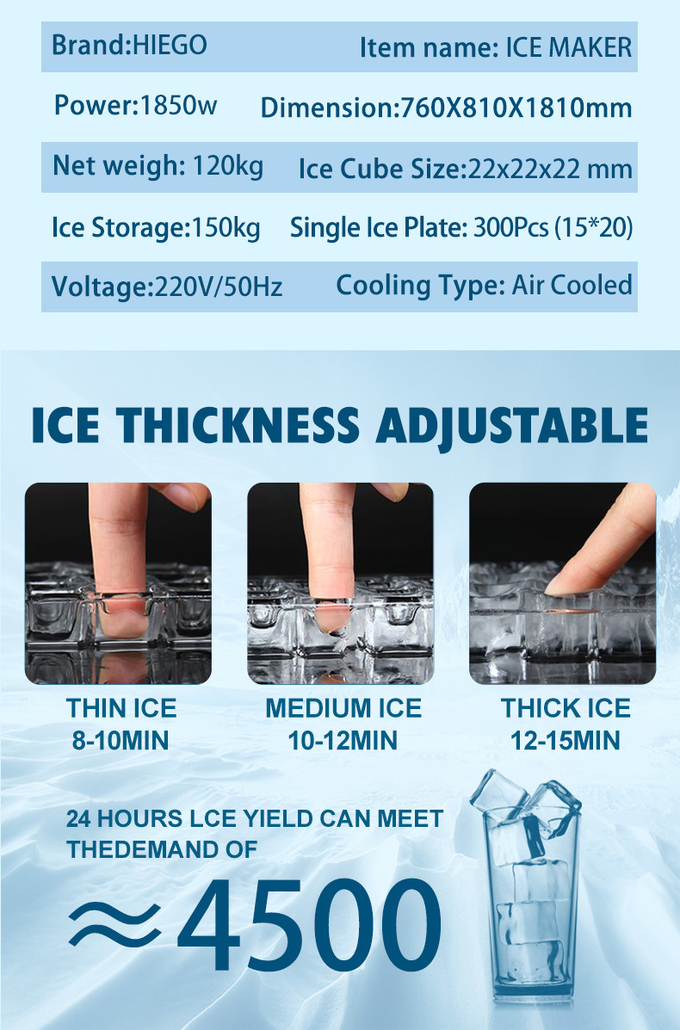 Machine à glace du cube 300Kg commercial inoxydable pour la barre 8