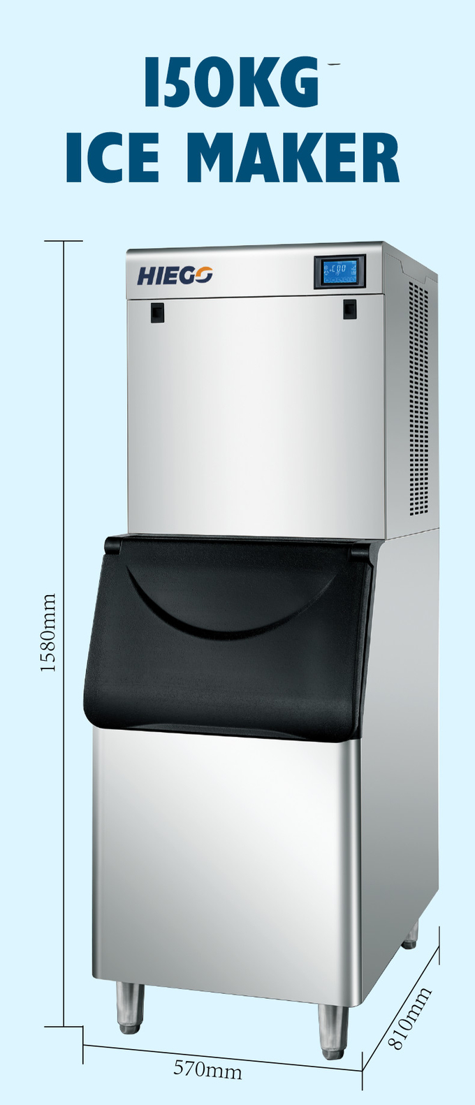 Machine à glace automatique 150kg Machine à glaçons commerciale de refroidissement par air de stockage 110kg 7