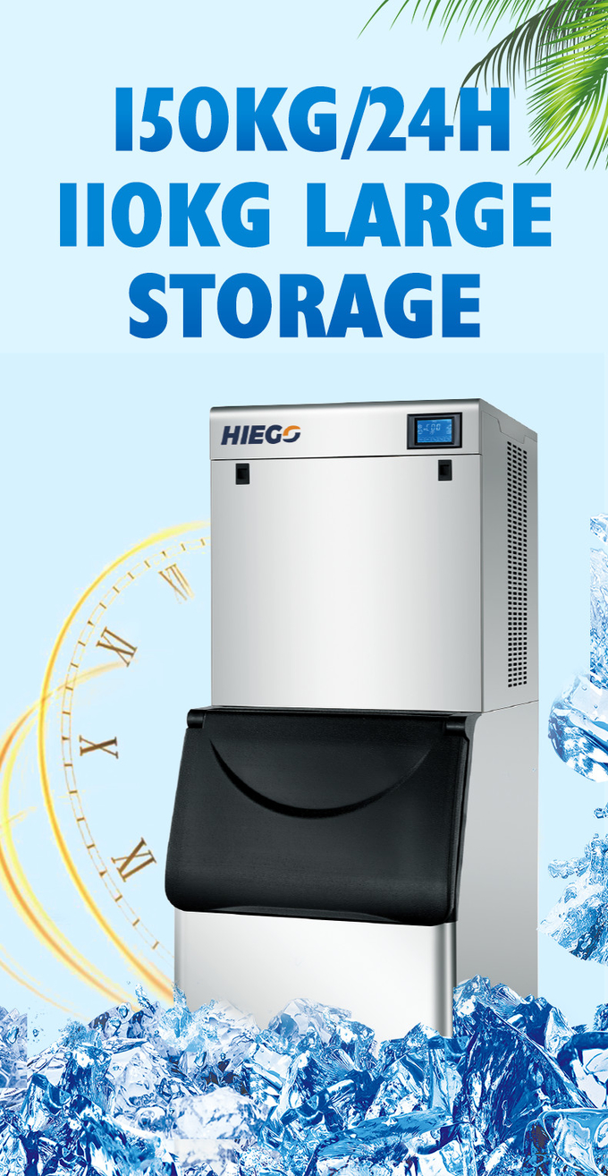 Machine à glace automatique 150kg Machine à glaçons commerciale de refroidissement par air de stockage 110kg 6