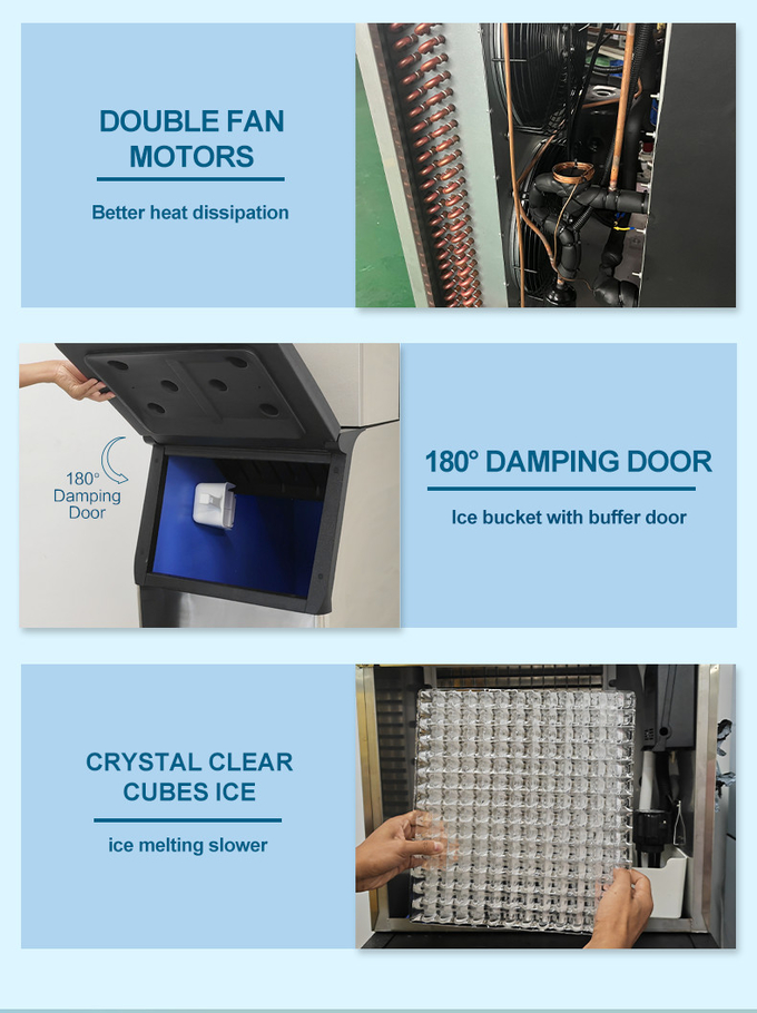 Fabrication de glace industrielle de refroidissement à l'air automatique de la machine à glace 150kg de cube 2