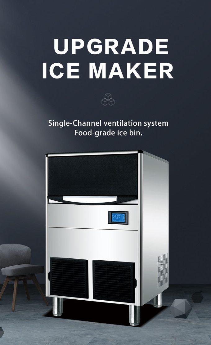 Machine commerciale de machine à glaçons d'affichage à cristaux liquides de la capacité 100kg 24H de glace pour le café de barre de restaurant à vendre 0