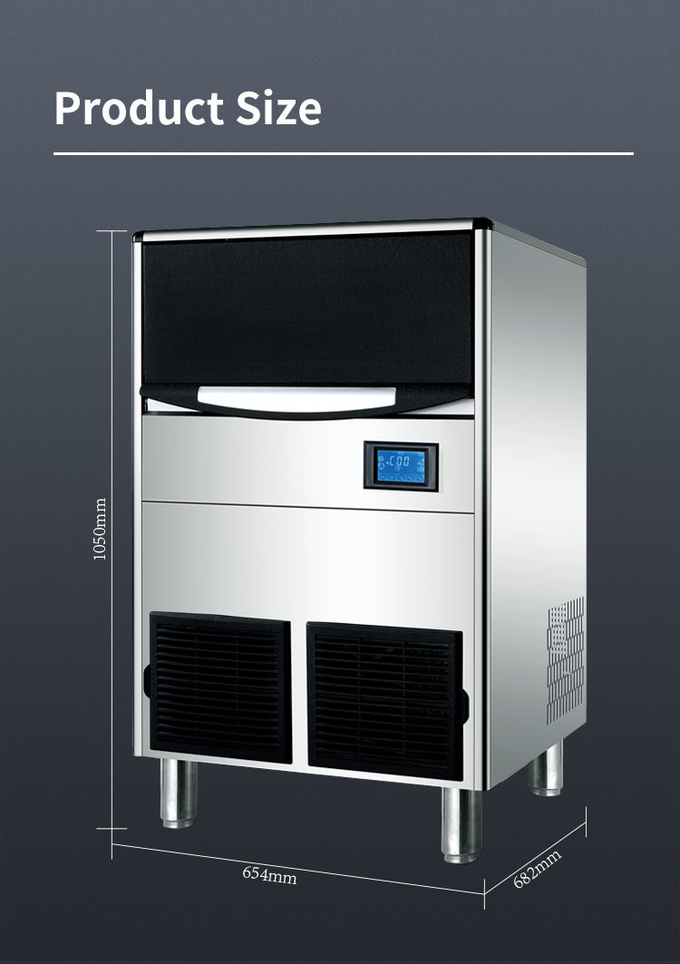machine à glace du cube 100kg/24h refroidie par air avec la machine à glaçons de compteur de barre de commande numérique 7