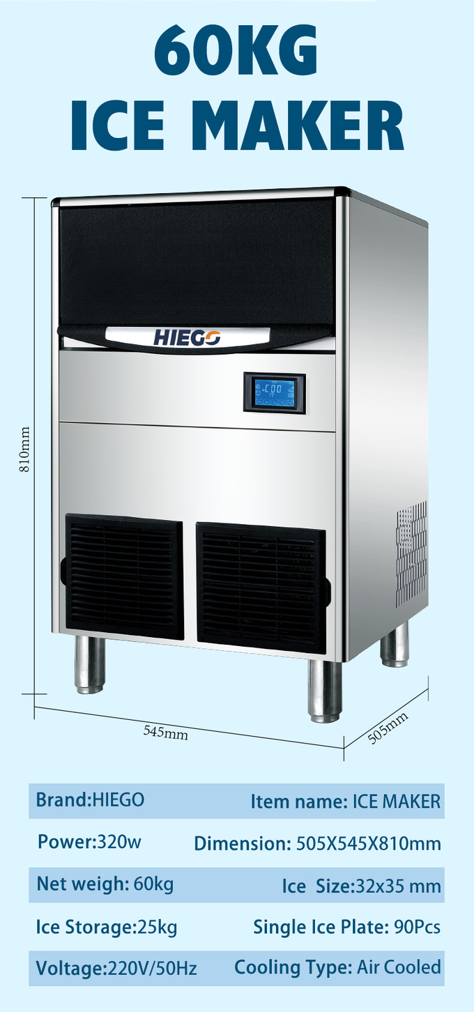 machine à glace industrielle portative 80kg de refroidissement par air de machine à glaçons de croissant de 80kg/24hr 9