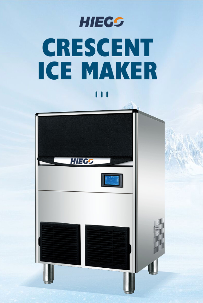 glace de machine à glace du croissant 150lb, machine à glaçons commerciale de cube avec le casier 70lb 1