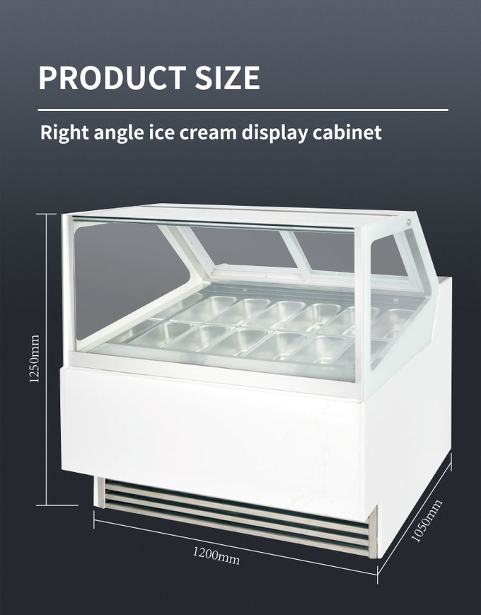 Coffret d'étalage droit de crème glacée, Cabinet incurvé dur de trempage de crème glacée de partie supérieure du comptoir 2