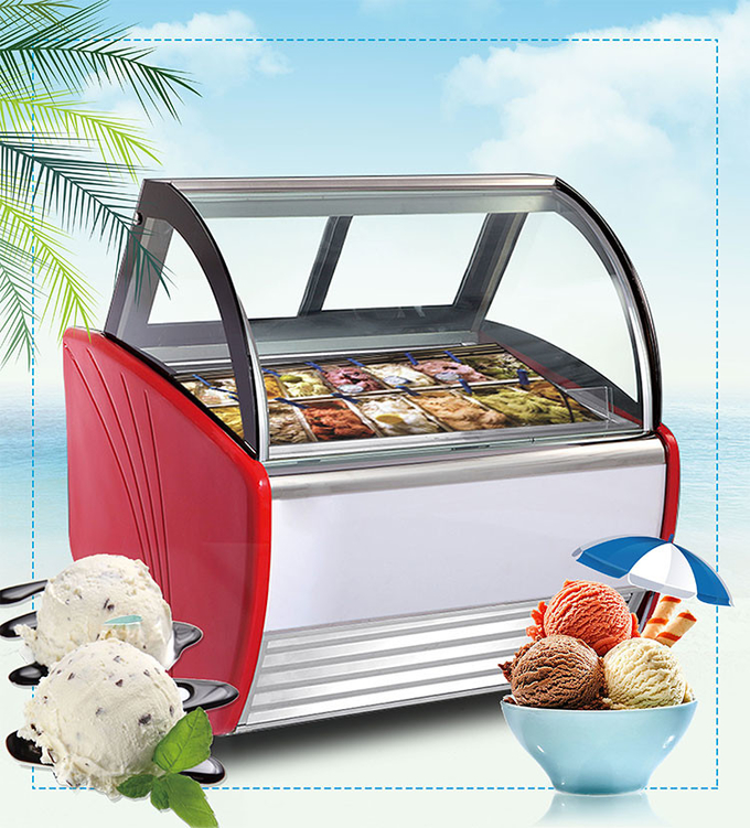 Coffret d'étalage transparent de crème glacée de pâtisserie, Cabinet de Gelato d'acier inoxydable 0