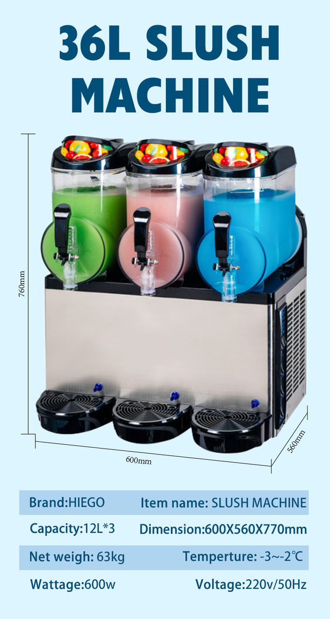 Réservoirs congelés des boissons 2 de machine commerciale de la neige fondue 24L d'acier inoxydable 0
