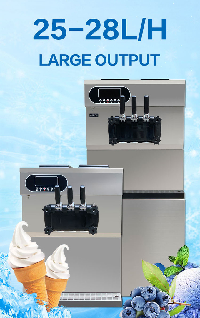 25-28l/H Machine de crème glacée commerciale 2+1 Saveur mélangée Domestique Soft Serve Machine 1