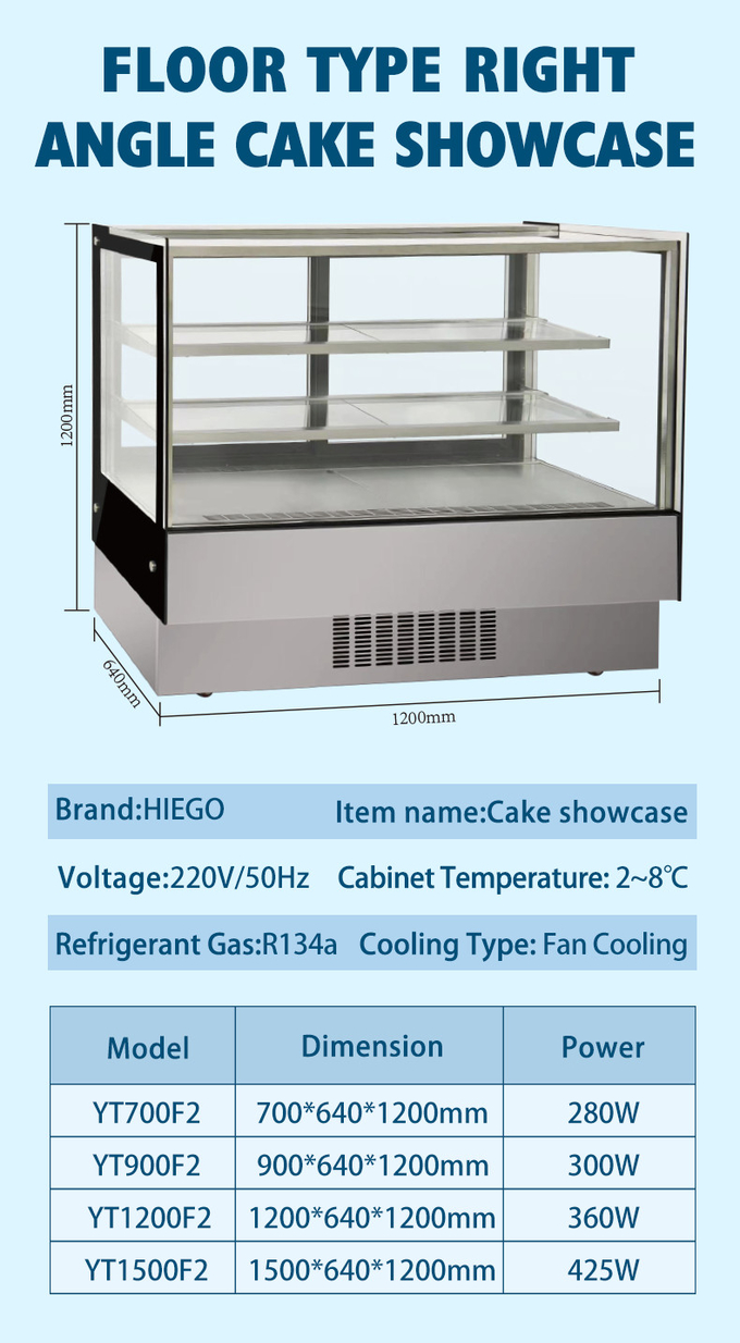 50-60hz Cake Display Showcase Réfrigérateur Stand Comptoir Gâteau Vitrine 10
