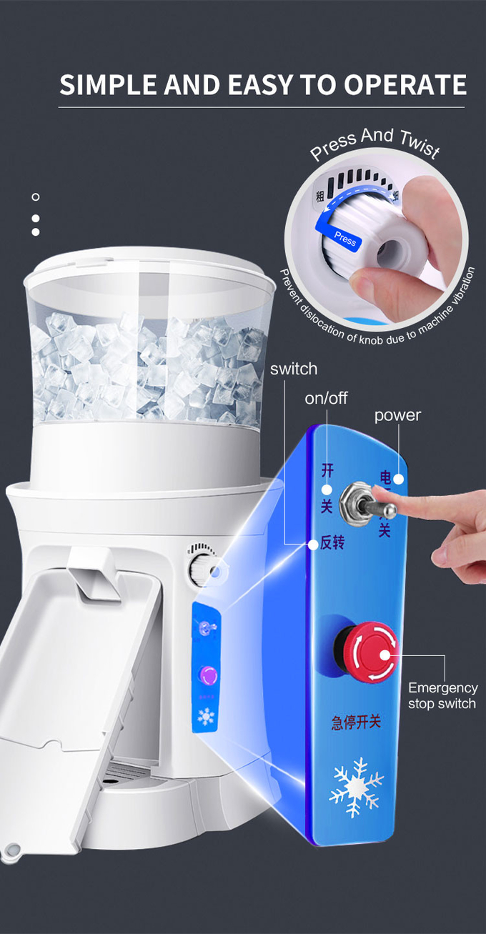 Machine électrique commerciale réglable de broyeur de glace de la machine 320rpm de cône de neige de rasoir de glace de bureau 4