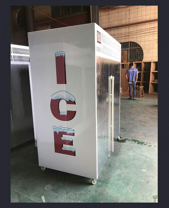 Congélateur extérieur R404a d'affichage de glace à l'eau de PVC de marchandiseur de glace d'acier inoxydable 6
