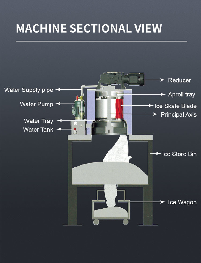Commercial automatique de machine à glace de flocon machine à glaçons de flocon de neige de 1 tonne/24h pour la conservation fraîche de fruits de mer 4