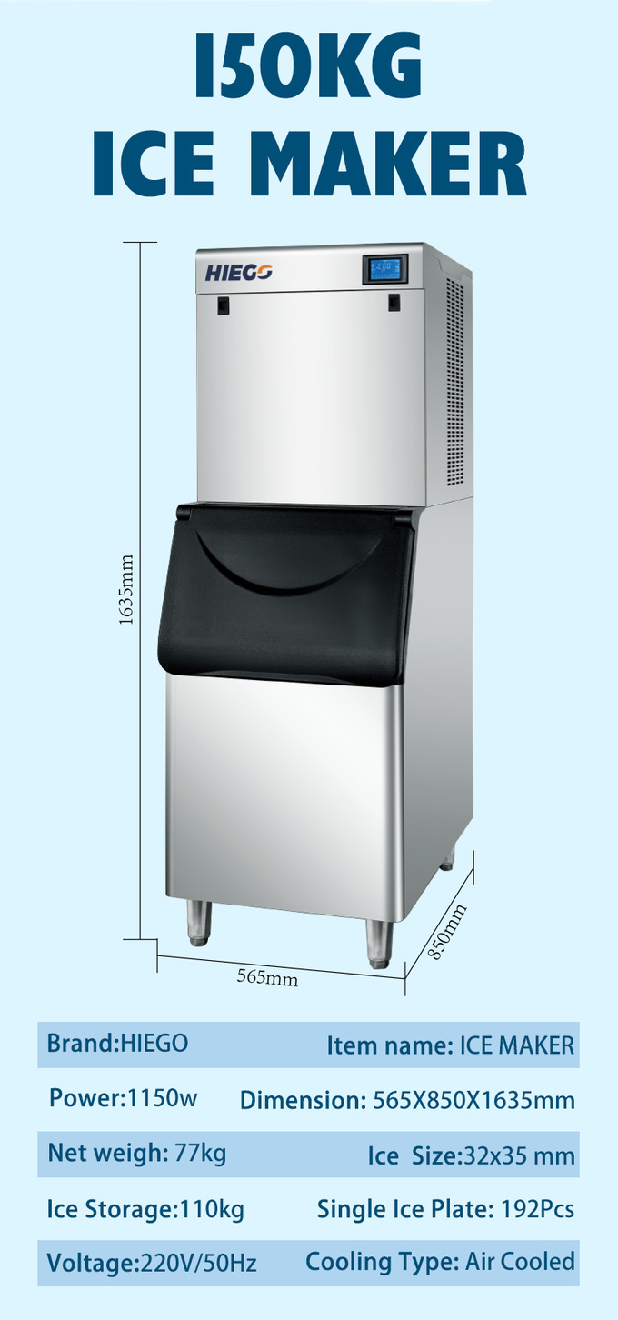 Refroidissement à l'air potable de machine à glaçons de café de barre de machine à glace du croissant 200kg 10
